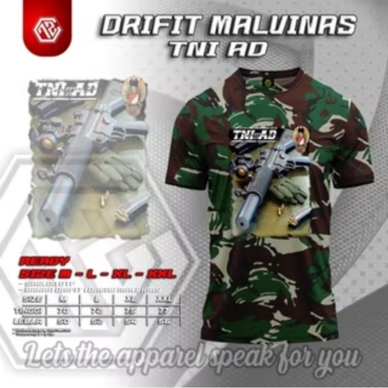 KAOS LORENG JERSEY DRYFIT / KAOS LORENG MALVINAS TNI AD