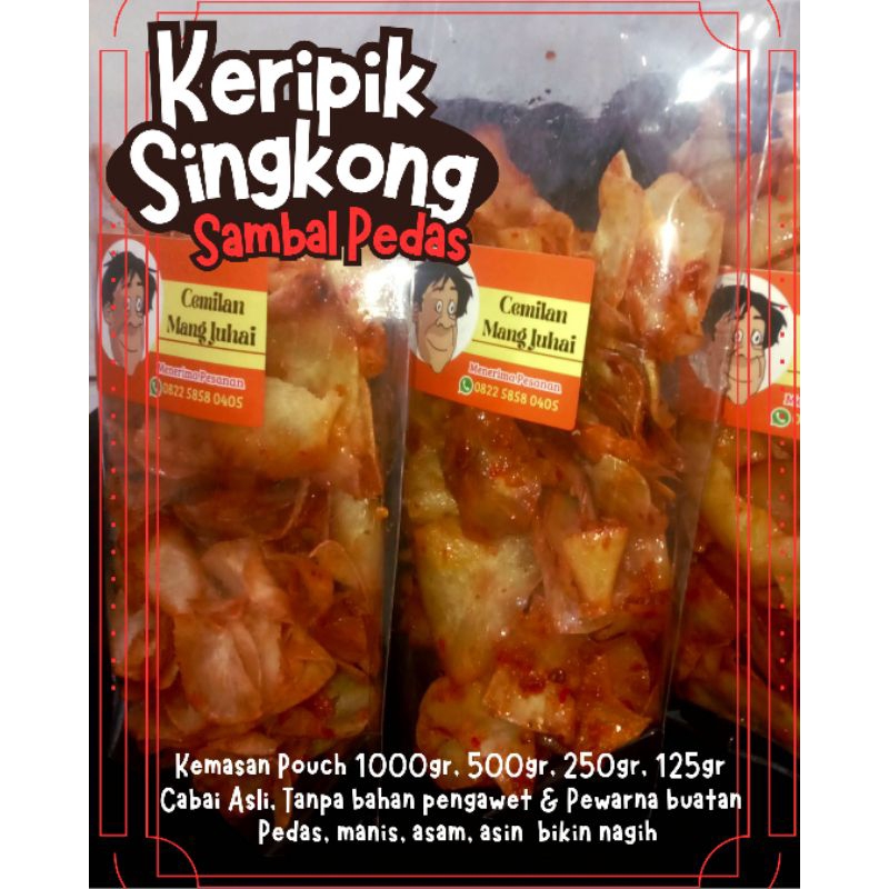 

Keripik singkong sambal pedas manis kemasan pouch