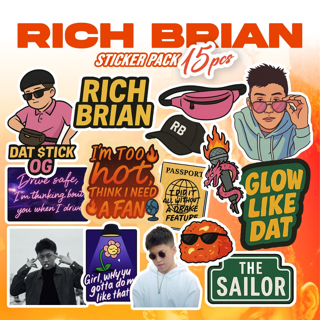 

15pcs RICH BRIAN Music Artist Sticker Pack | Stiker Tahan Air Anti Luntur