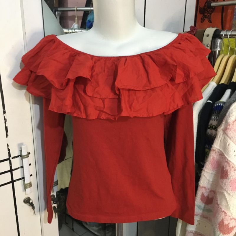 PRELOVED SABRINA MAROON RUFFLE HNM