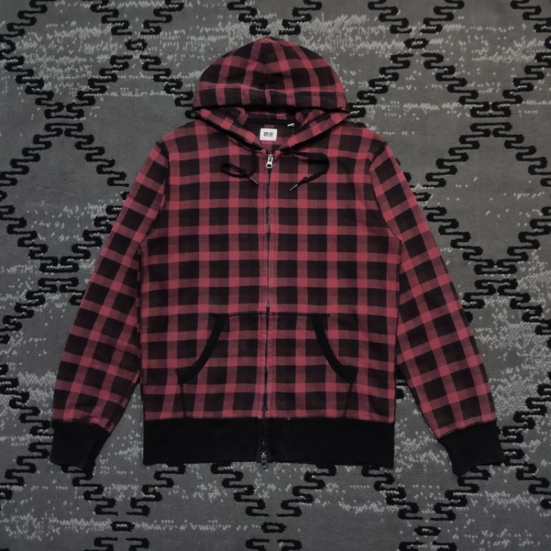 Hoodie Double Zipper Tartan UNIQLO Second Brand