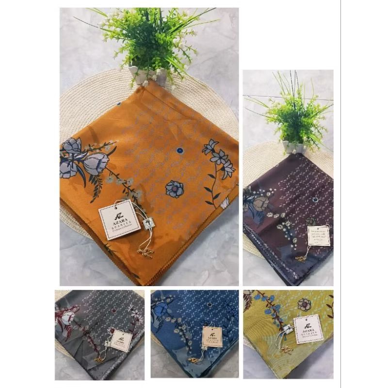 10PC HIJAB AZARA BAHAN VOAL UKURAN 110"110 PLAT LOGO PACKING POUCH (HARGA PER PAKET)