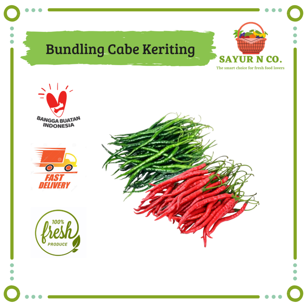 

Bundling Cabe Keriting Merah - Cabe Keriting Hijau 100gr | Sayur N Co Bekasi