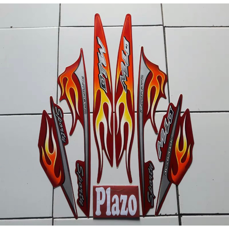striping motor / stiker yamaha mio sporty api 2006 merah