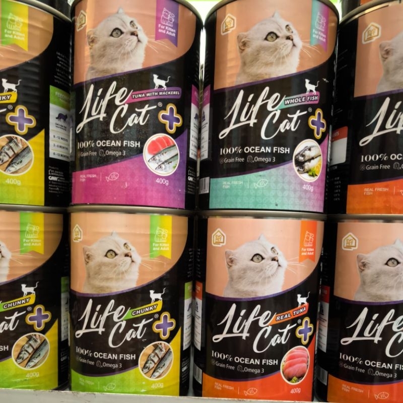 LIFE CAT PLUS WHOLE FISH CHUNKY OCEAN FISH TUNA WITH MACKEREL MACKAREL MAKAREL REAL MEAT WHOLE GRAIN