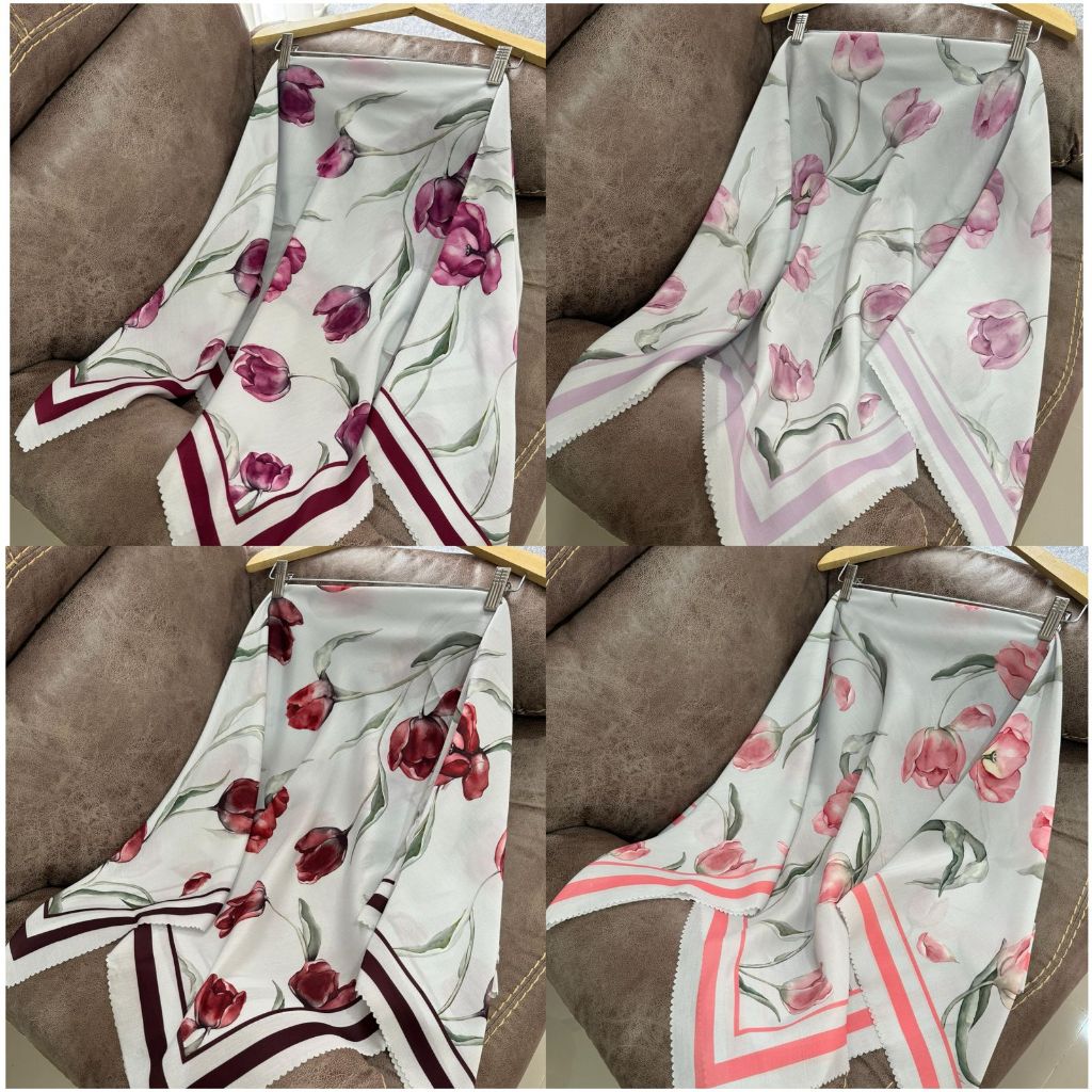 Jilbab Segi Emapt Motif Bahan Voal Sublim