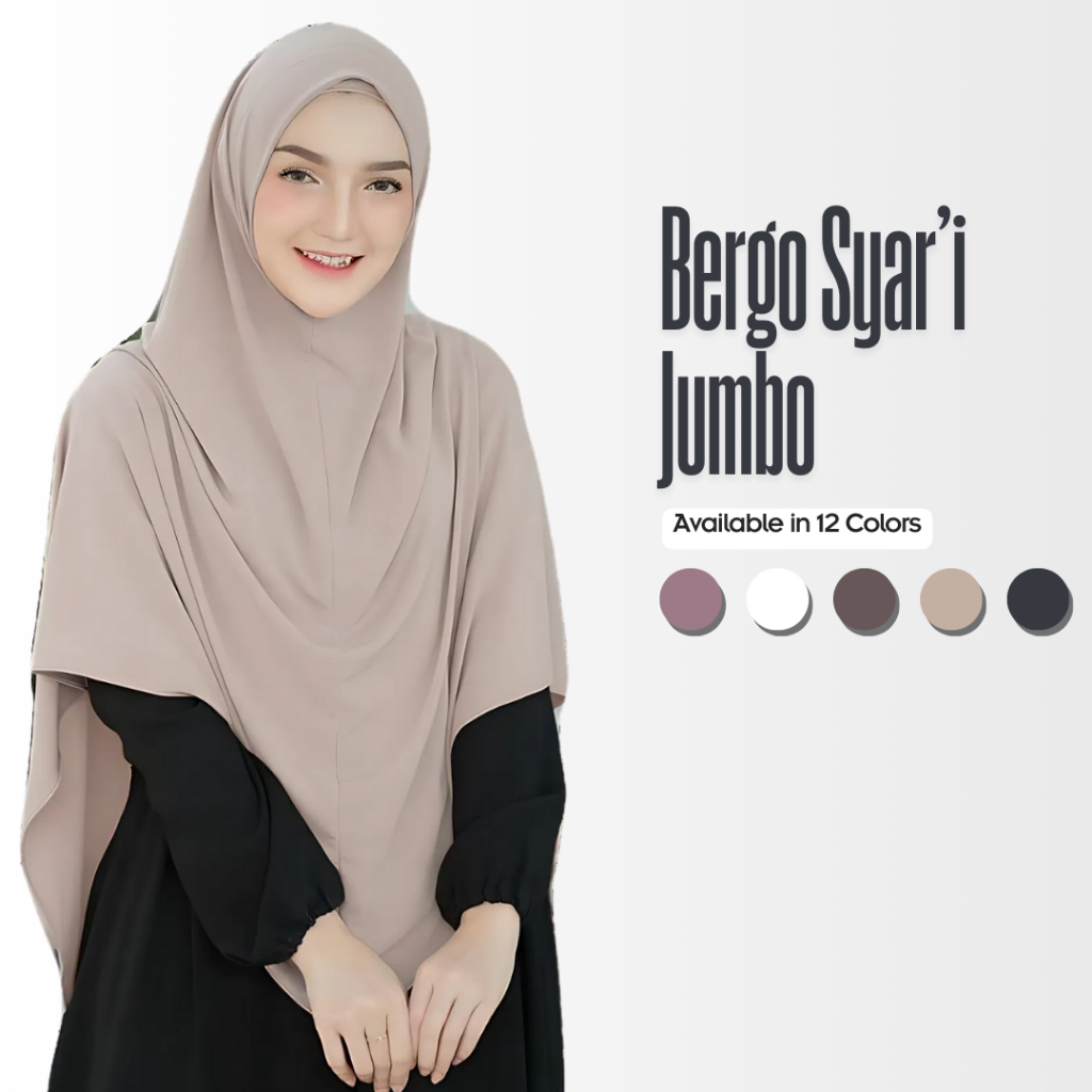 Bergo Syar'i Jumbo / Arabian Hijab / Hijab Wanita