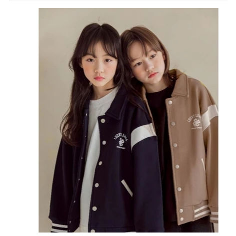 Jaket Varsity Baseball Anak Unisex (1 th - 18 th) LUCKY LEAVES Jacket Bomber Anak Perempuan Girl Kid