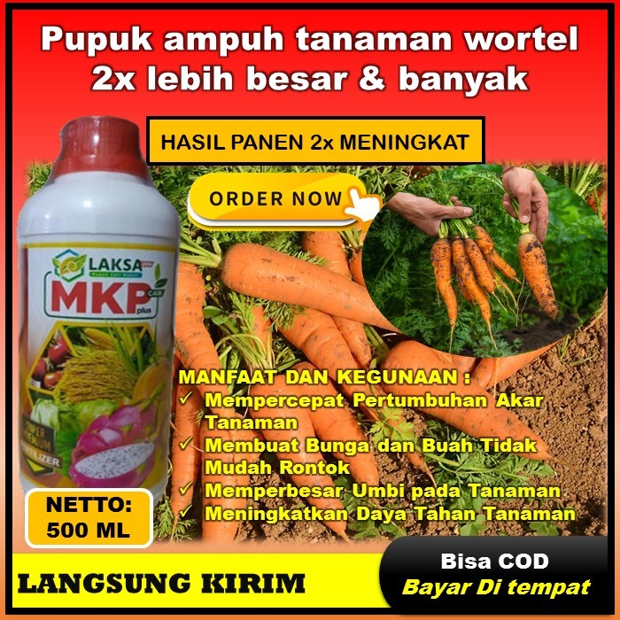 MKP LAKSA PLUS Pupuk tanaman wortel isi 500ML - PUPUK Boster tanaman wortel - tanaman wortel semakin