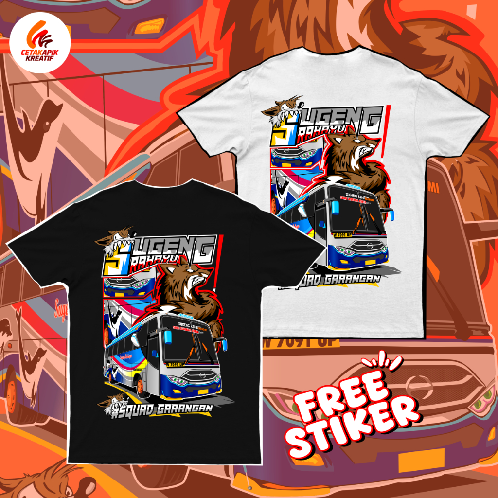 (free sticker + ganci)KAOS BUS ANAK DAN DEWASA SUGENG RAHAYU SQUAD GARANGAN SUMBER GROUP TERBARU BUS