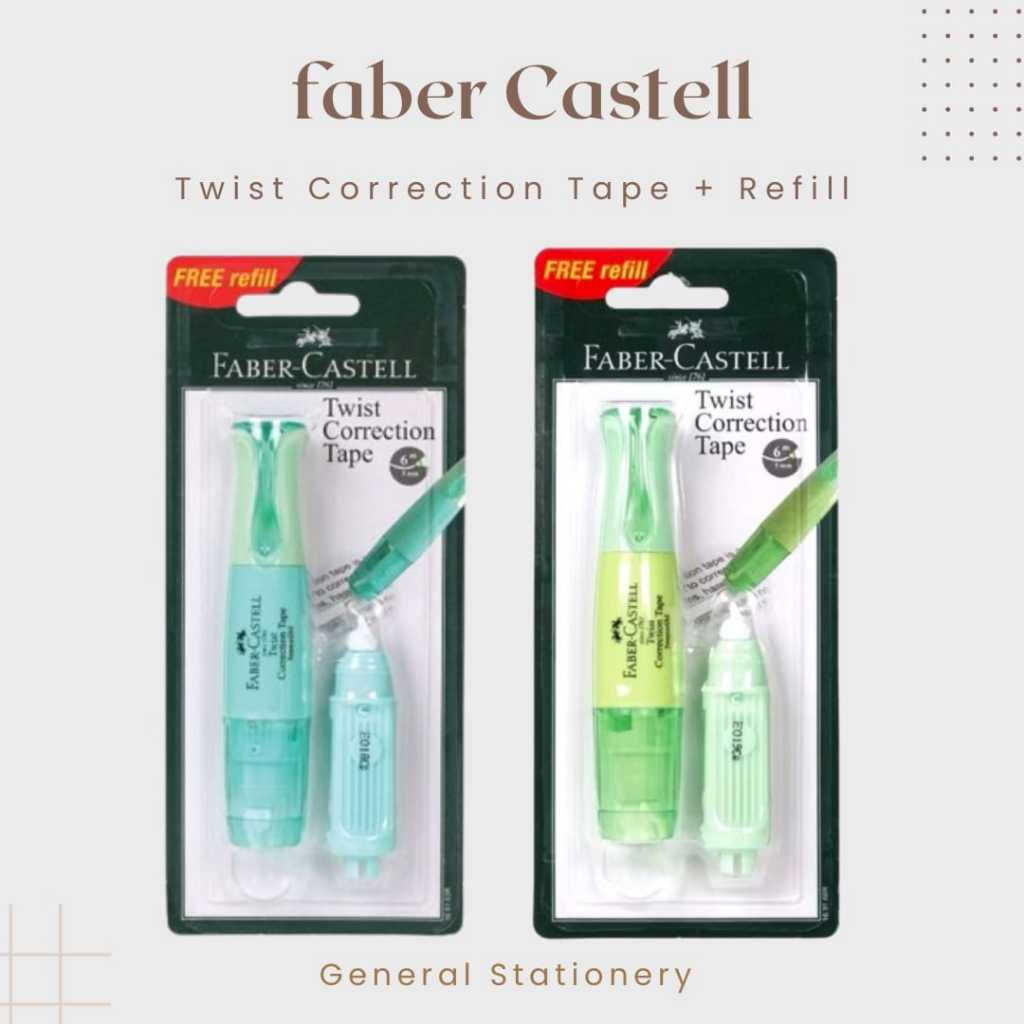 

Faber Castell Twist Correction Tape Lime Greenbarrel , Tosca Barrel + Refill / Tipe x Kertas Faber Castell / Pcs