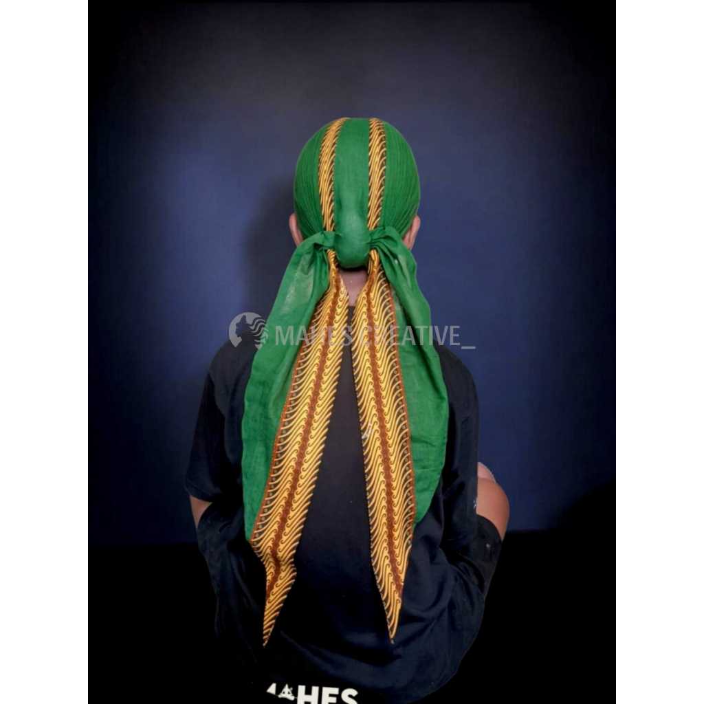Blangkon Jogja Sliwir Hijau list Kuning / blangkon Jawa sliwir / Topi Jawa