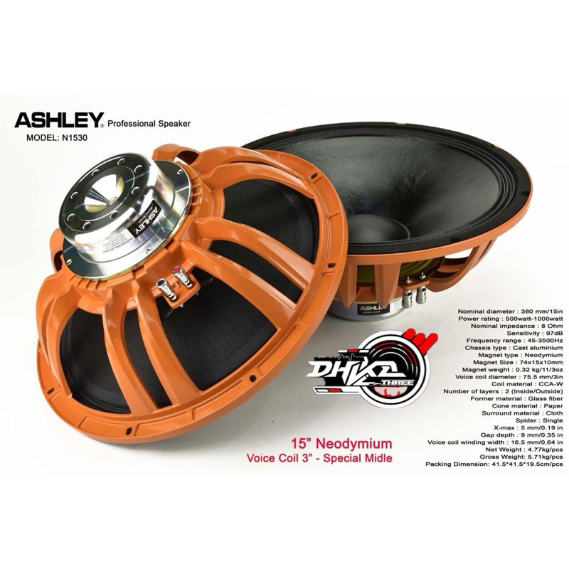 SPEAKER ASHLEY 15 INCH N1530 / Speaker Ashley 15 inch N1530 Original Neodyium / Speaker ashley 15 in