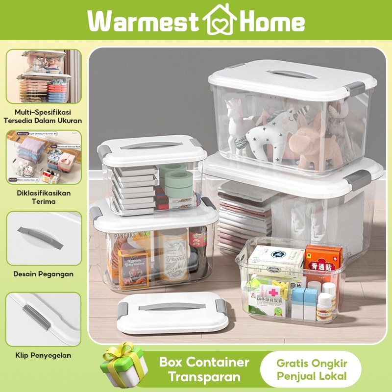 Warmest Home Box Container Transparan Baju Mainan Storage Box Kotak Penyimpanan Kontainer Box