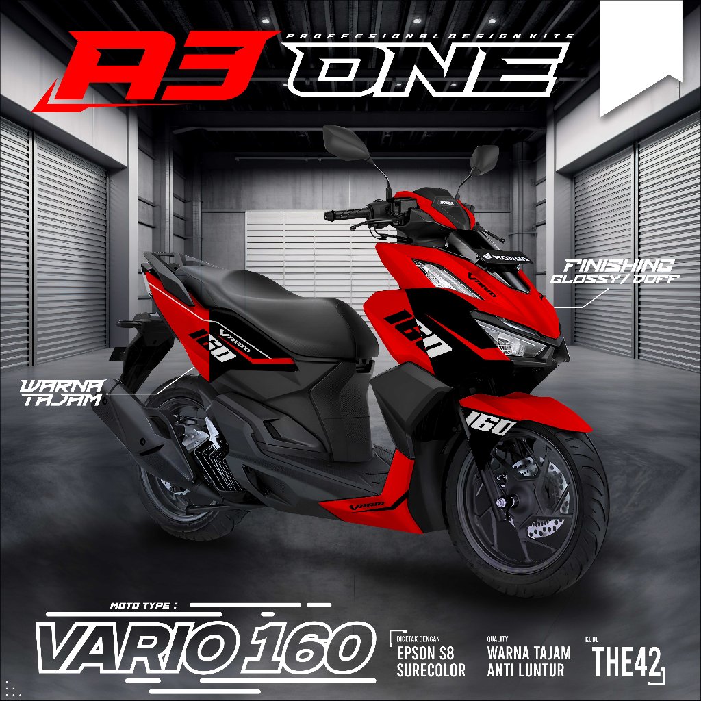 Decal stiker Honda Vario 160 New ABS non ABS Fullbody Decal Stiker Motor Vario 160 kode THE42