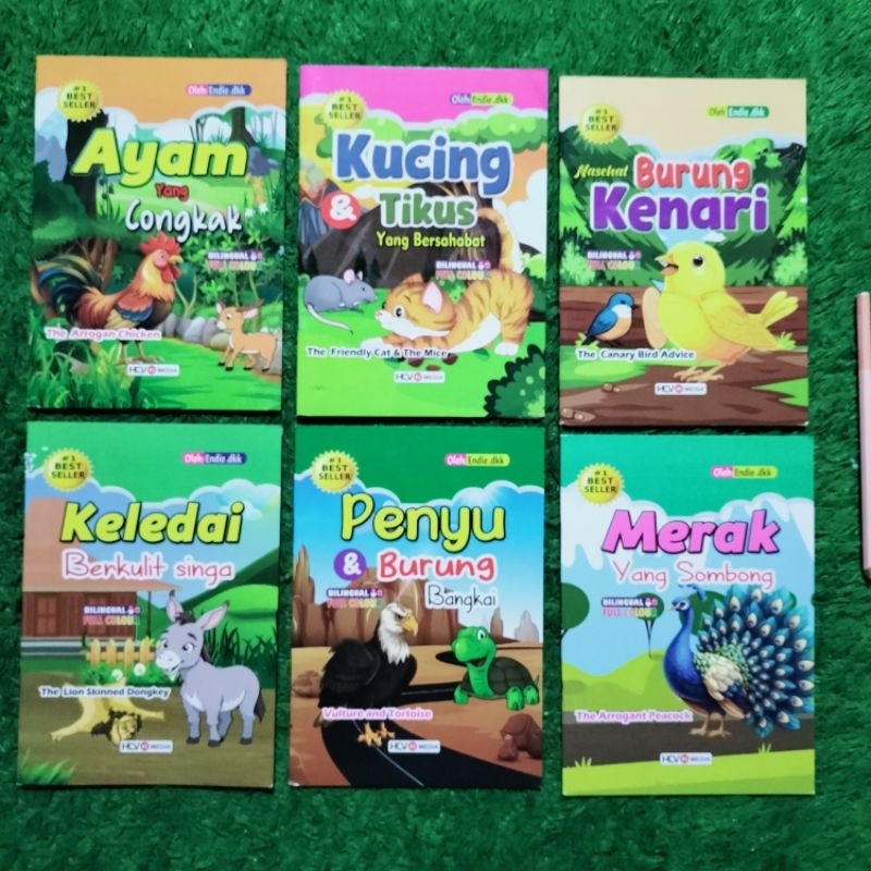 PAKET ISI 6 BUKU CERITA ANAK DAN DONGENG AYAM YANG CONGKAK KUCING TIKUS NASEHAT BURUNG KENARI KELEDA