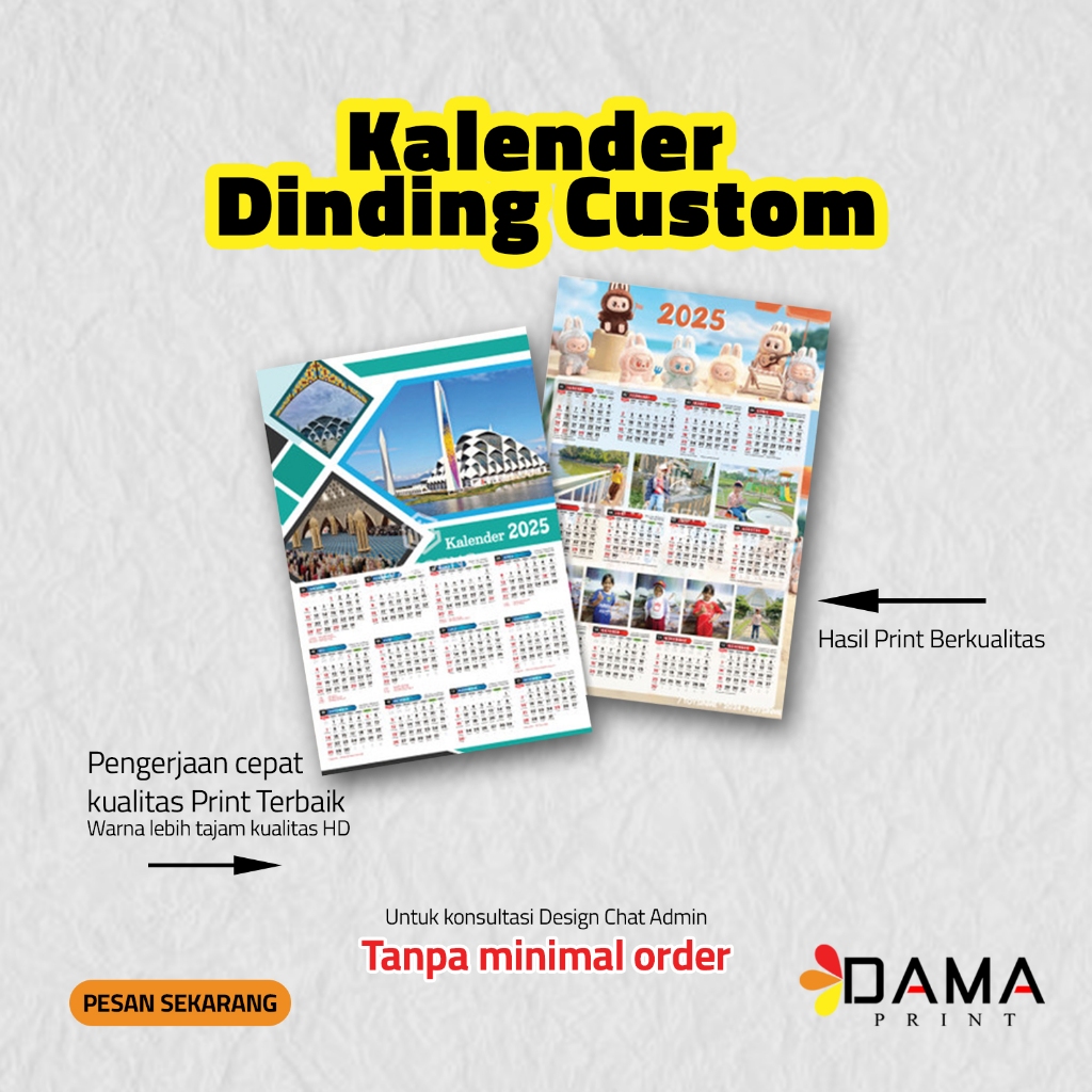 KALENDER DINDING CUSTOM / KALENDER 1 LEMBAR / KALENDER JEPIT SENG / KALENDER RING
