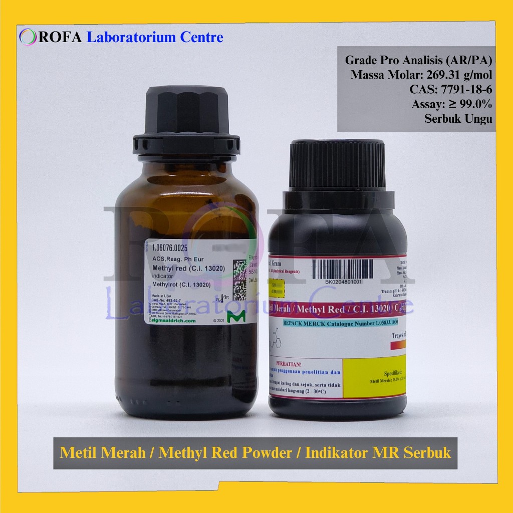 Metil Merah / Methyl Red Powder / Indikator MR Serbuk Pro Analisis Eceran