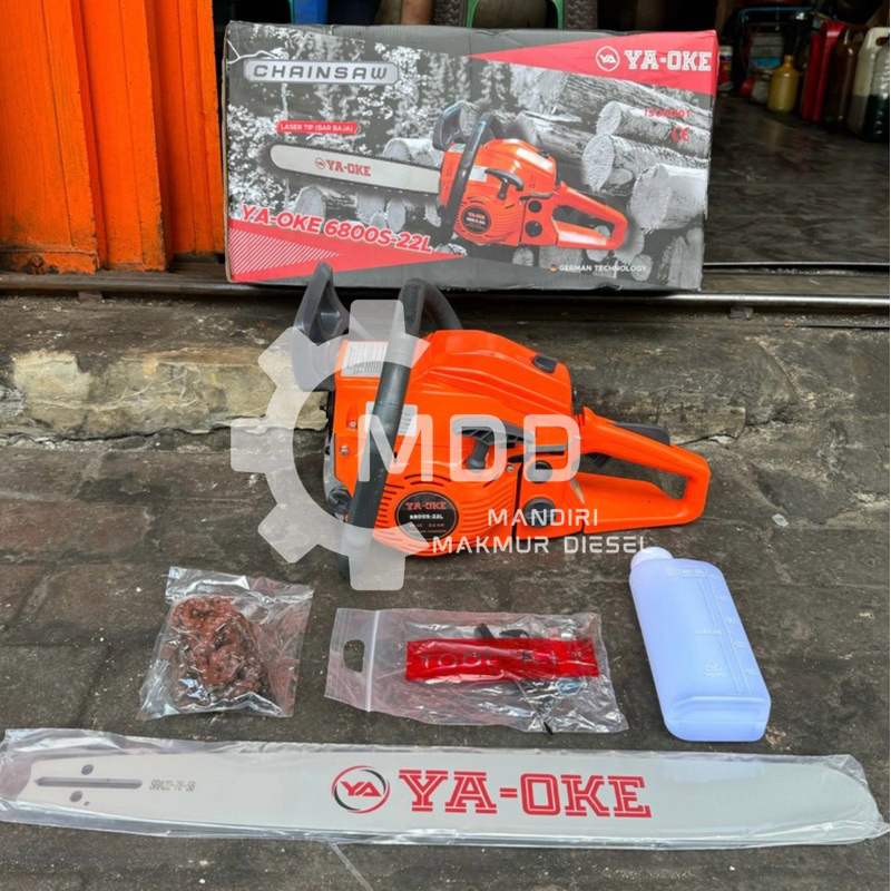MESIN CHAINSAW YA-OKE 6800S-22L / MESIN GERGAJI POTONG KAYU YAOKE 6800 / MESIN BELAH KAYU 22" 22 INC