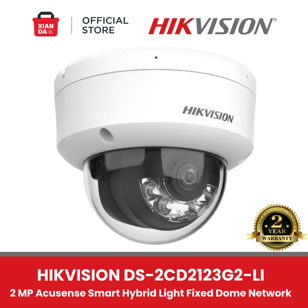 DS-2CD2123G2-LI - HIKVISION IP 2MP ACUSENSE SMART HYBRID LIGHT FIXED DOME NETWORK CAMERA 2 MP ORIGIN