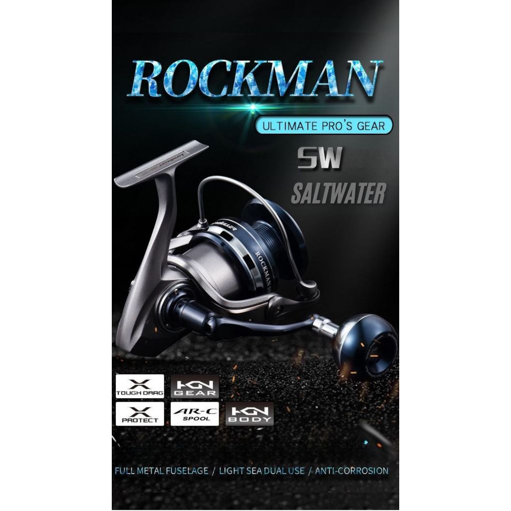Reel LureKiller Rockman Saltwater, Reel Full Metal, Reel High Gear, Reel Spinning Laut, SW 6000HG, S