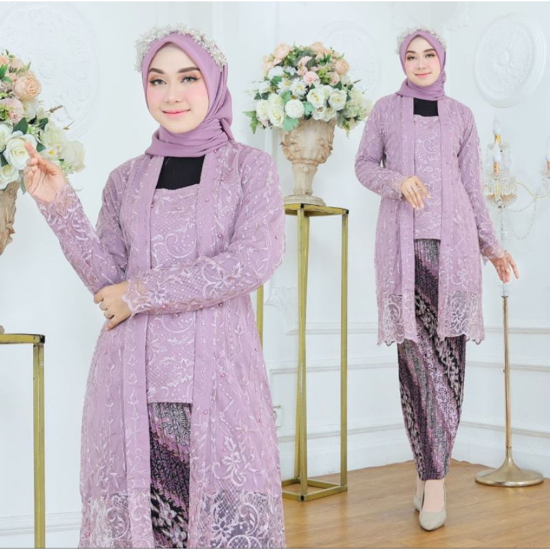 SET (ATASAN+BAWAHAN)KEBAYA KUTUBARU TILLE BEST SELLER//KEBAYA WISUDA
