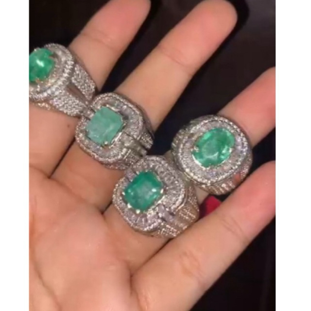 Batu cincin Natural Emerald zamrud colombia ring mikroteper dabelplt