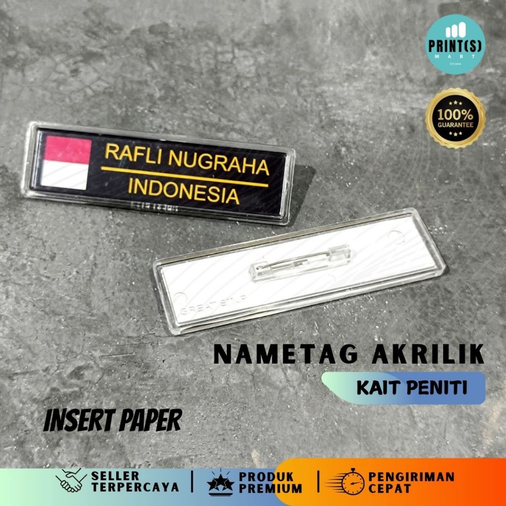 

Papan Nama Dada Pin Nama Name Tag dada Custom Acrylic Insert Paper Kaitan PENITI