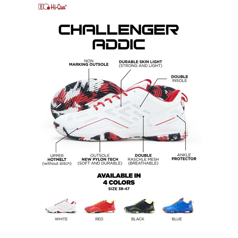 Sepatu Badminton HIQUA HQ Challenger Addic Original