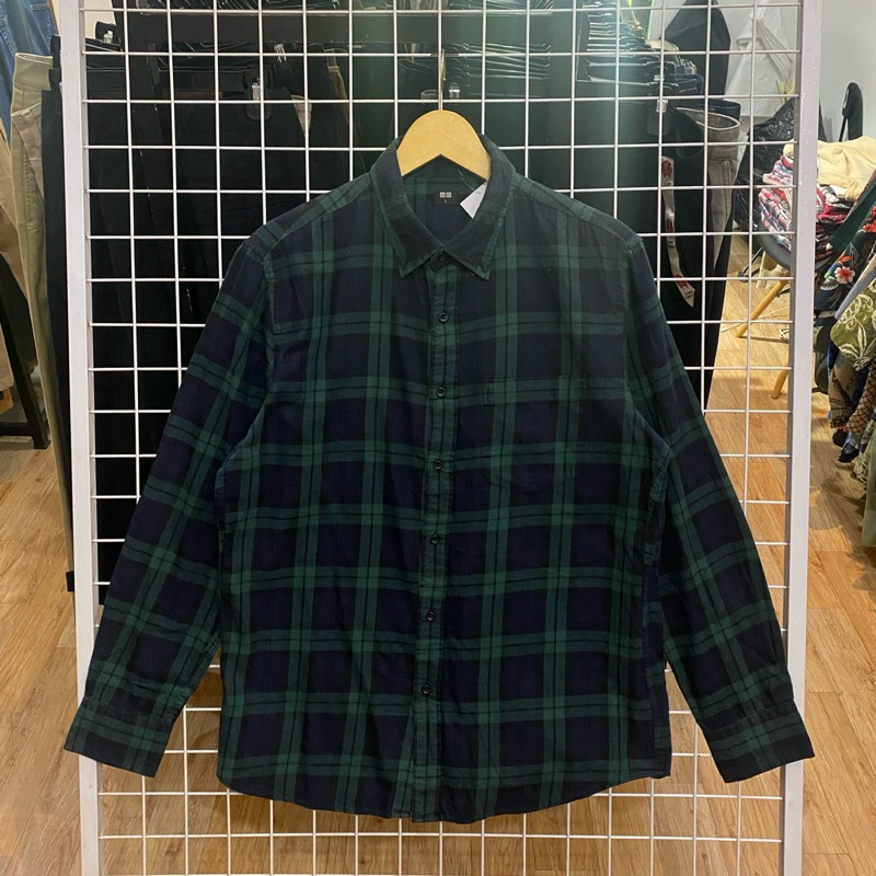 Uniqlo Plaid Green Flannel Shirt