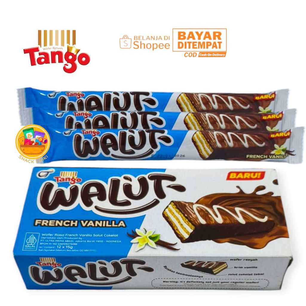 

TANGO WALUUT RASA FRENCH VANILA SALUT COKLAT 1 BOX 12 PCS