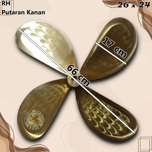 Baling baling kapal ukuran 26 x 24 mesin gearbox 4 daun Arcim Propeller