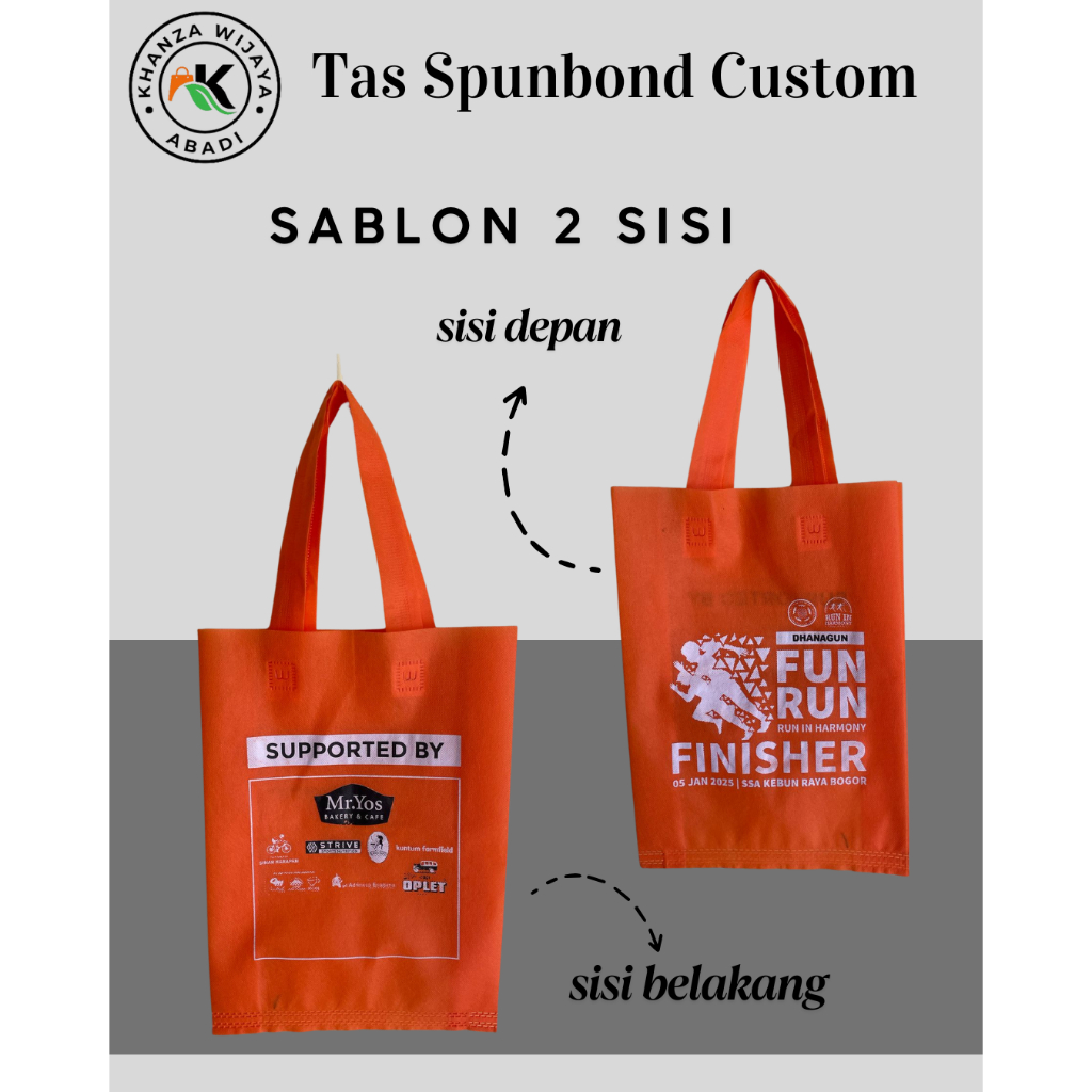 

Tas spunbond custom uk 25 x 35 / tas sablon custom / tas souvenir / tas hampers