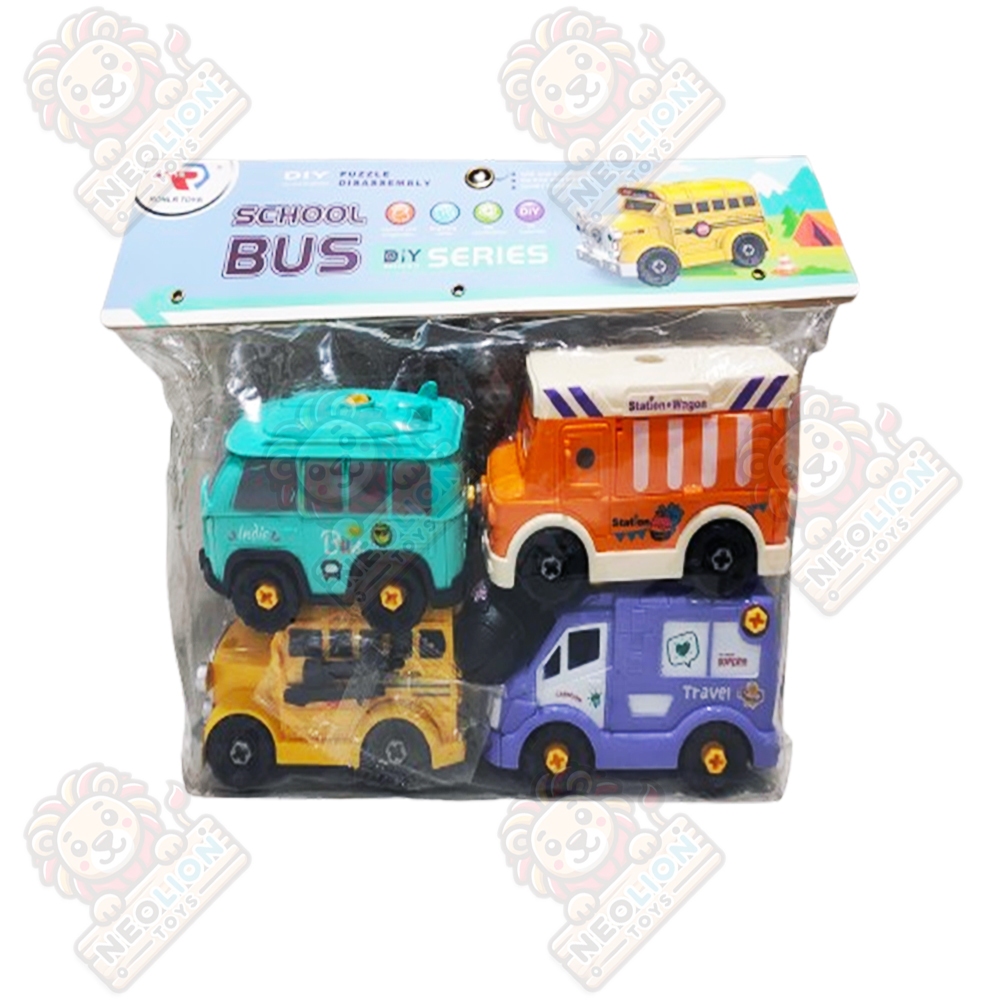 Mainan Anak Bongkar Pasang DIY Assemble School Bus RL589-24D