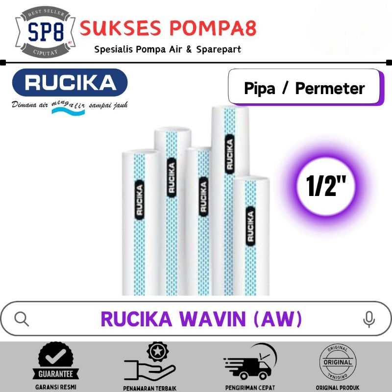 Pipa PVC RUCIKA AW Standar 1/2" Inch / Pipa RUCIKA Permeter