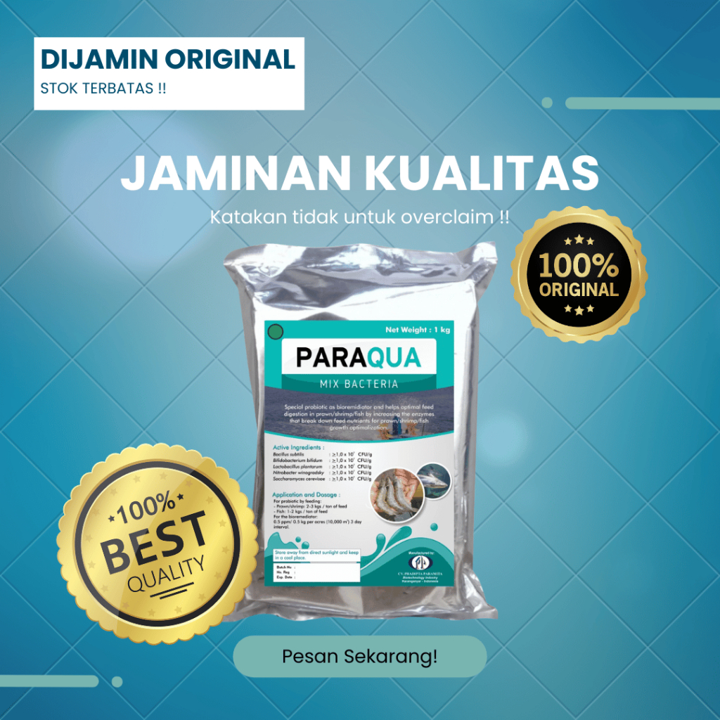 PARAQUA MIX BACTERIA 1KG probiotik powder untuk pencernaan pakan dan penyerapan nutrisi udang/ikan