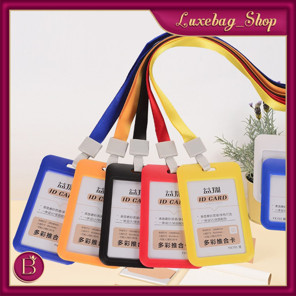 

LB - Name Tag Id Card Transparant Gantungan Kartu Nama Plastik Vertical Lanyard Potrait Motif Polos Warna Warni Tanda Pengenal Bening Horizontal R814