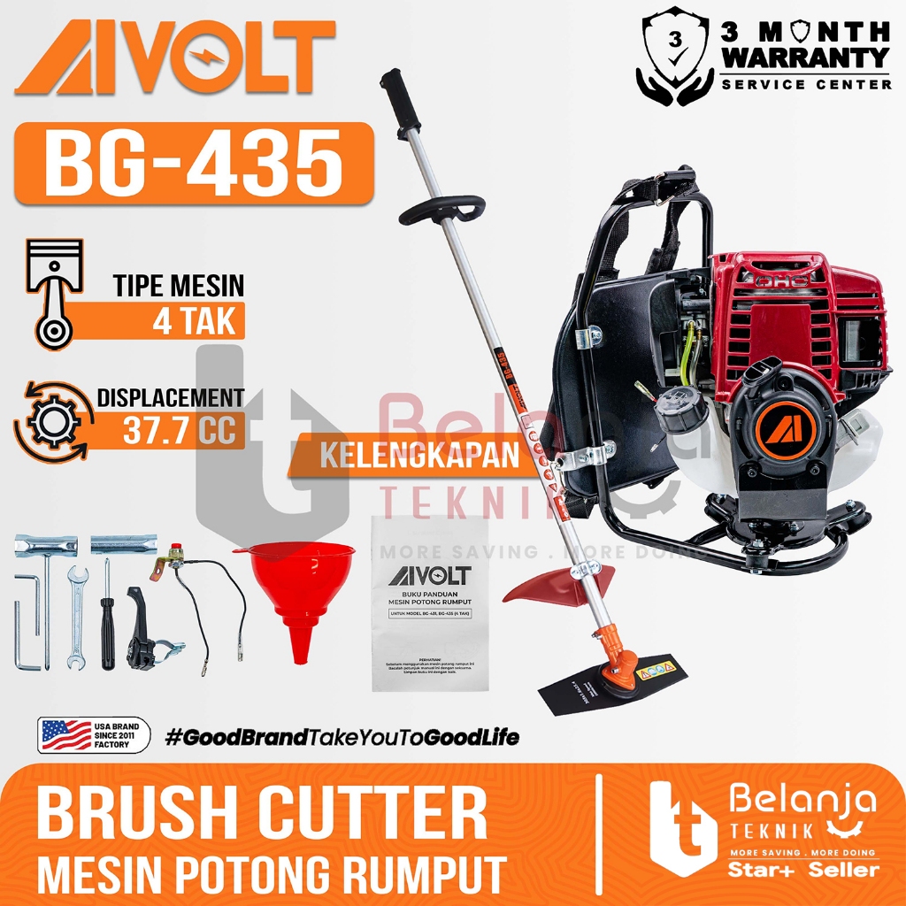 Mesin Potong Rumput Gendong Aivolt BG 435 Brush Cutter 4 Tak Bensin BG-435