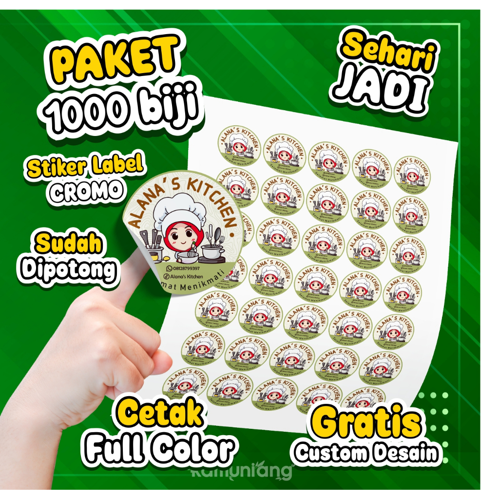 

KAMUNIANG - PAKET 1000 Biji Sticker Cutting Kemasan (CROMO)