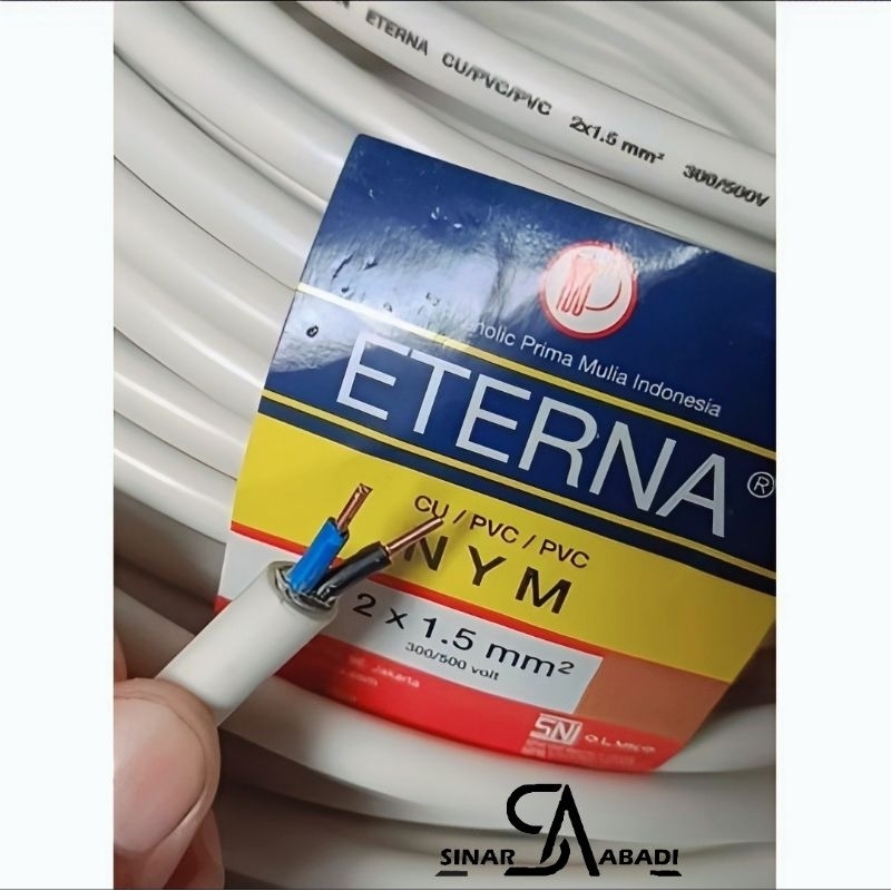 KABEL ETERNA LIDI TUNGGAL 2×1,5 PER 5 METER