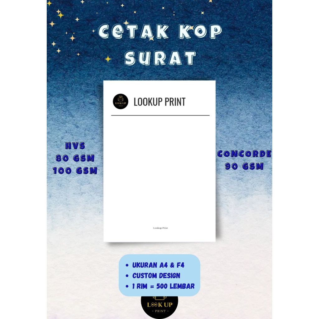 

Cetak Kop Surat A4 / F4 1 Rim Full Color