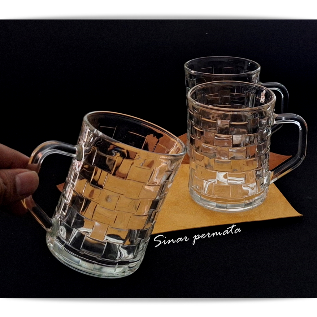 Gelas Gagang Unik Rotan Gelas Kopi Motif Estetik Per 6 pcs