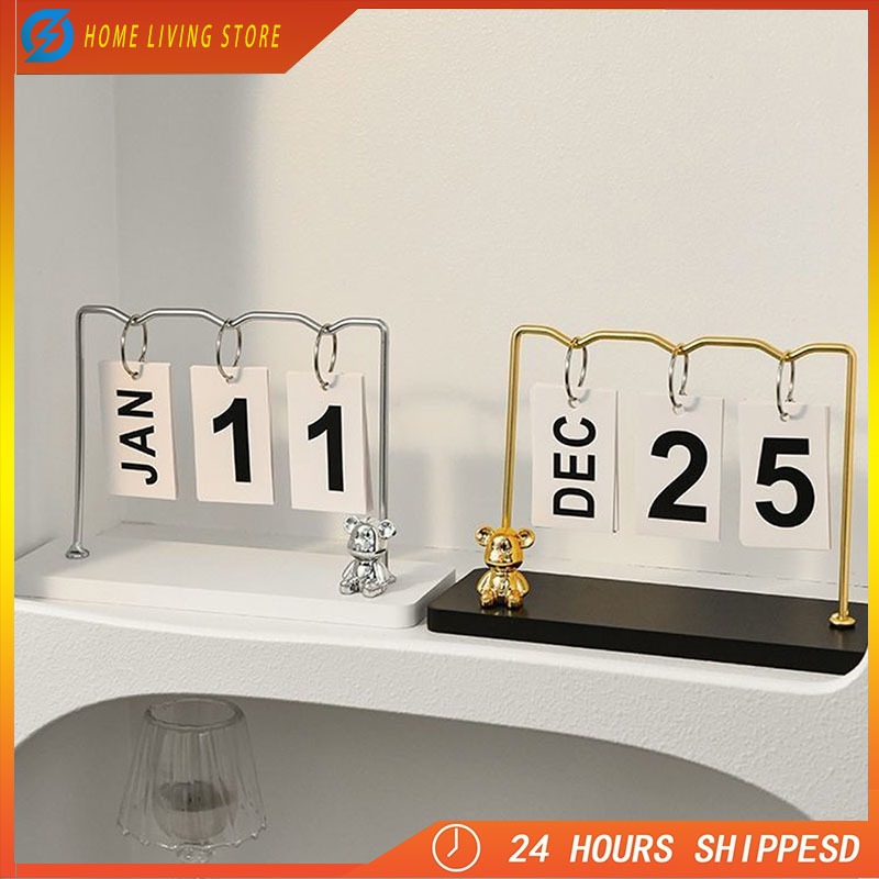 

COD Beruang Kalender Ornamen Ruang Tamu Ruang Ornament Living Room Office Desktop Calendar Creative European Iron Metal Crafts Kantor Kalender Desktop Kantor Kreatif Kerajinan Logam Besi Eropa Bear Calendar