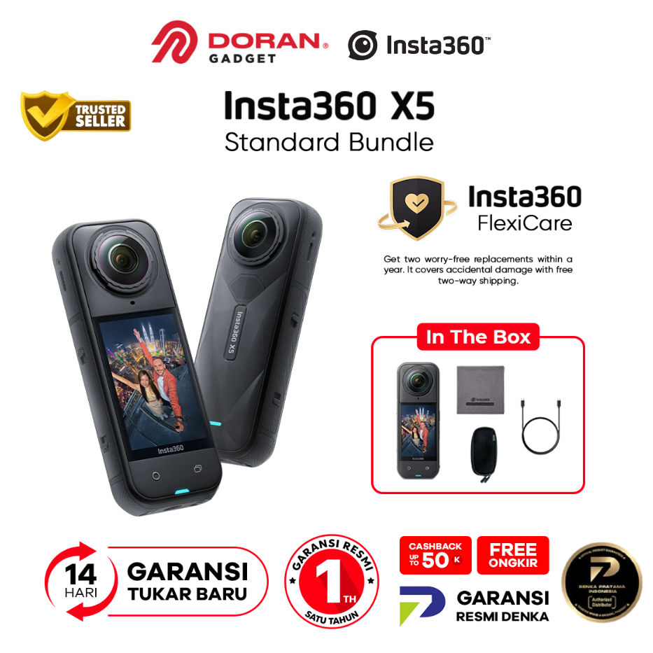 Insta 360 X5 Ai Camera 360 Replaceable Lens 2400mAh 3 hours Active - Garansi Resmi