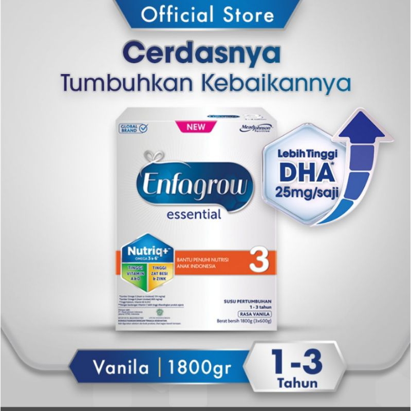 

Enfagrow Essential 3 Susu Formula Anak 1 - 3 Tahun 1800 gr