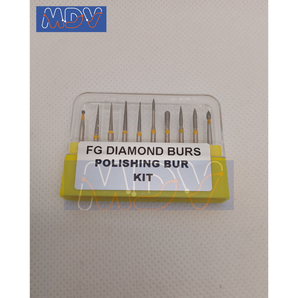 Dental fine finishing bur kit / bur fine polishing set bur poles kuning / bur poles pita kuning high