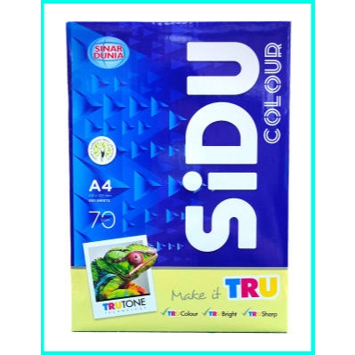 (1 RIM WARNA KUNING) Kertas HVS Sinar Dunia A4 70 Gsm Warna / Kertas SIDU A4 Warna 70 Gram