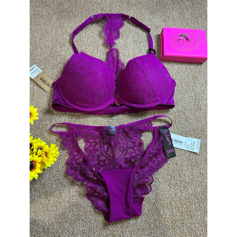 BraSet La Senza Hello Sugar Purple Sexy Kancing depan belakang Sexy