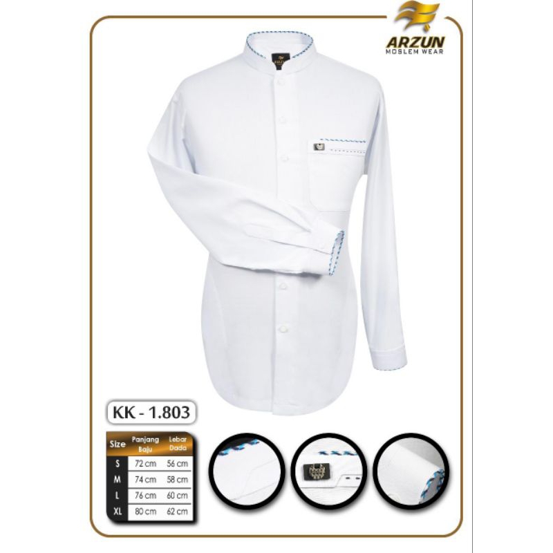 AB_4 Kemeja Koko Arzun Lengan Panjang Putih/ Kemko Arzun Lengan Panjang