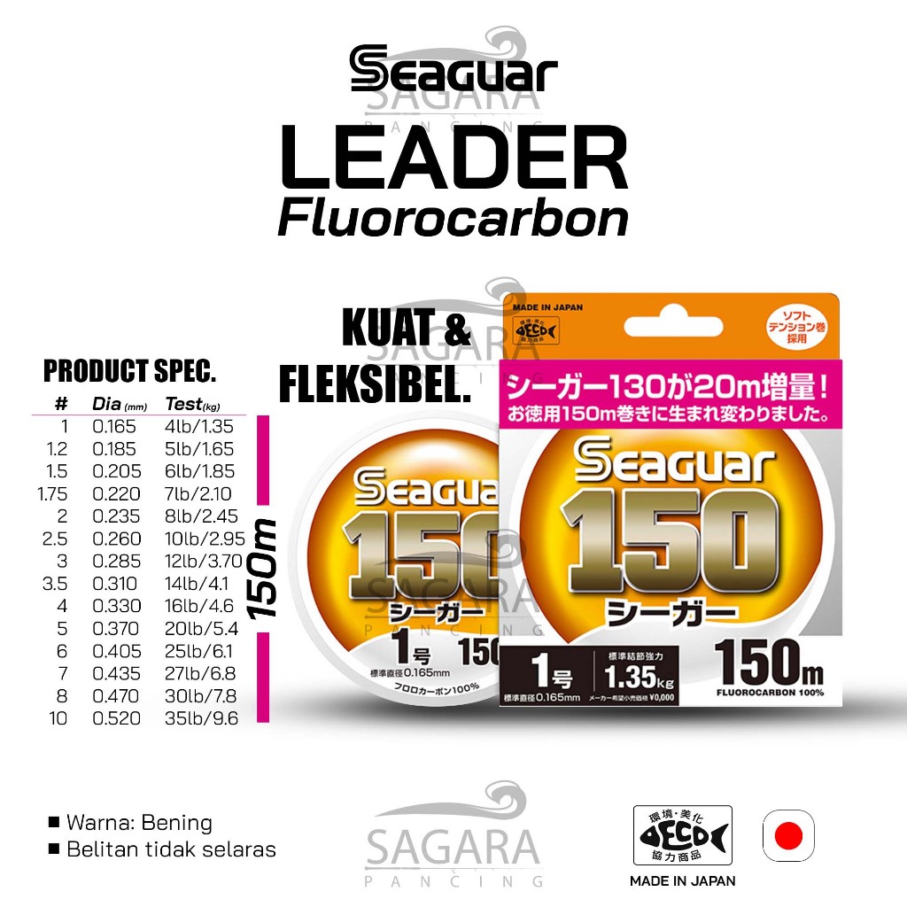 Senar Leader Seaguar FC 150 100% FluoroCarbon Senar Pancing